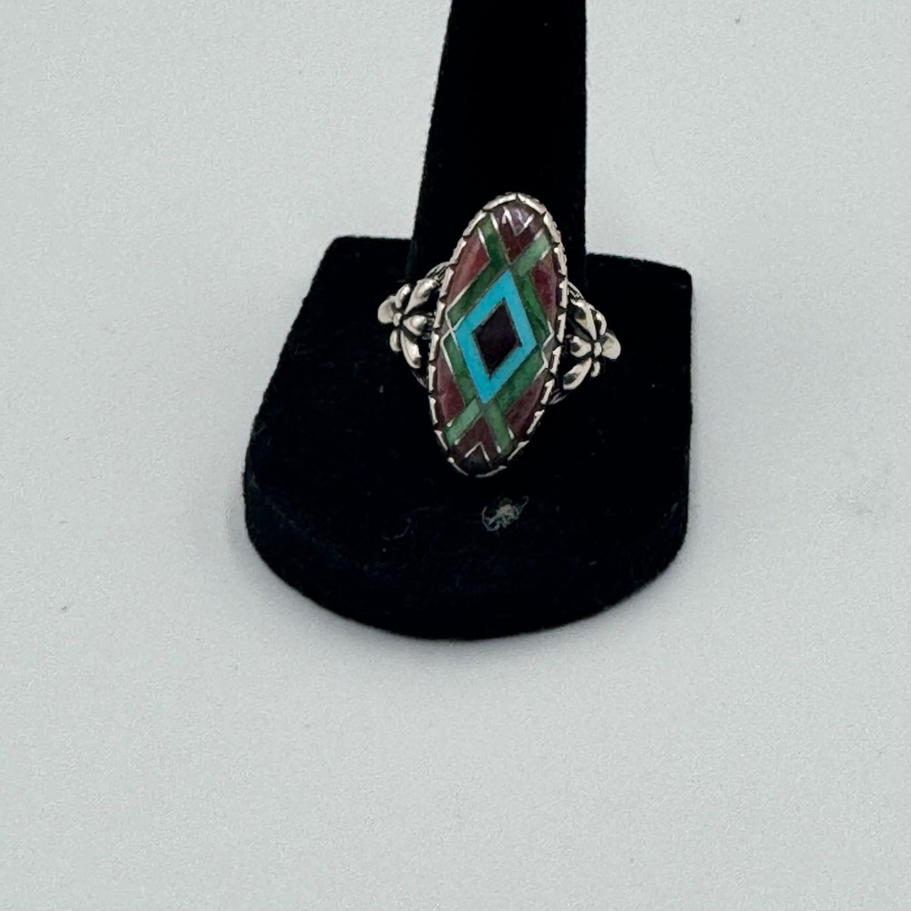 Carolyn Pollack Sterling Silver Southwestern Inlay Ring  9.5